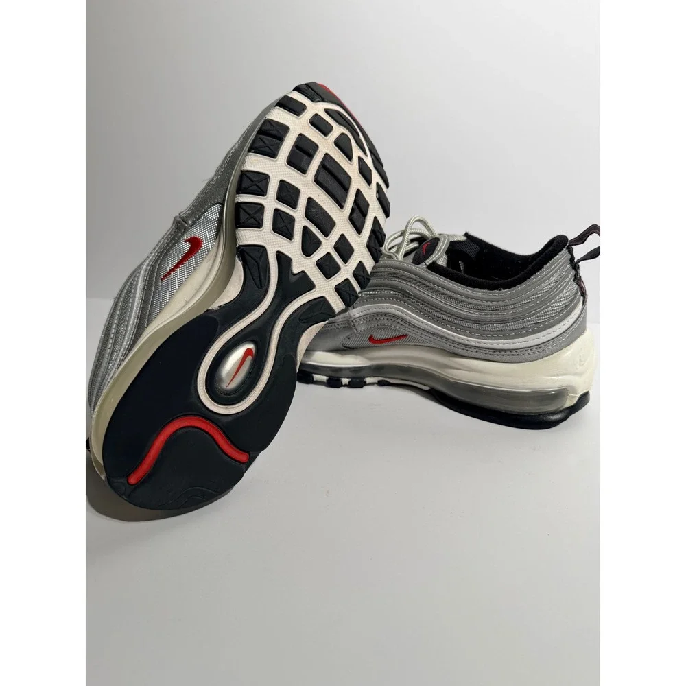 Nike Air Max 97 Silver Bullet Womens Size 7 Metallic Silver Red DQ9131-002 - Picture 6 of 7